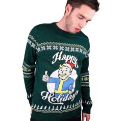 Fallout Vault Boy Knitted Christmas Jumper / Sweater -Camel Favour fallout vault boy knitted christmas jumper sweater 979845