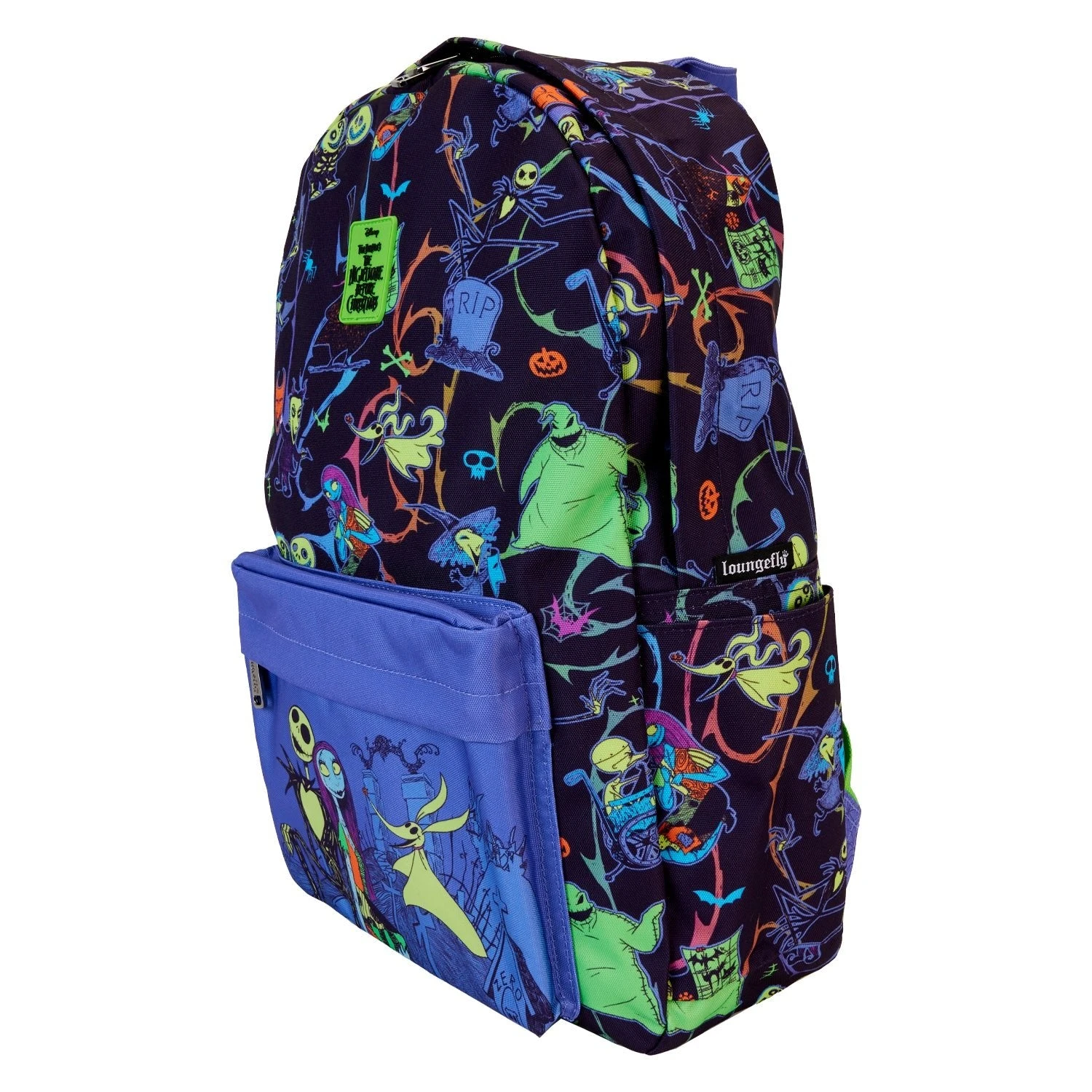 FUNKO Loungefly X The Nightmare Before Christmas Neon Glow-In-Dark Full-Size Nylon Backpack 2 FUNKO Loungefly X The Nightmare Before Christmas Neon Glow-In-Dark Full-Size Nylon Backpack - Image 2