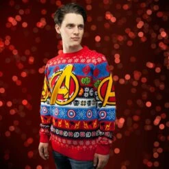 Marvel Avengers Knitted Christmas Jumper / Sweater -Camel Favour marvel avengers knitted christmas jumper sweater 266998