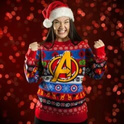 Marvel Avengers Knitted Christmas Jumper / Sweater -Camel Favour marvel avengers knitted christmas jumper sweater 972303