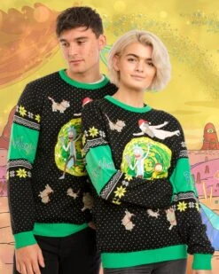Difuzed Rick And Morty Portal Knitted Christmas Jumper / Sweater -Camel Favour rick and morty portal knitted christmas jumper sweater 116319