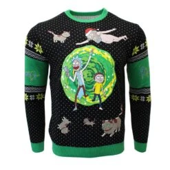 Difuzed Rick And Morty Portal Knitted Christmas Jumper / Sweater -Camel Favour rick and morty portal knitted christmas jumper sweater 414190