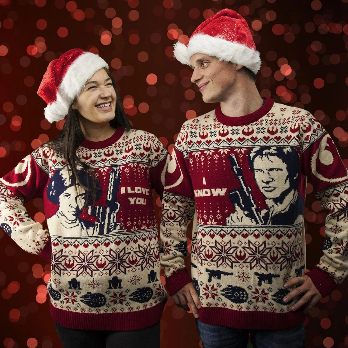 Star Wars Han & Leia Couples Knitted Christmas Jumpers / Sweaters 2 Star Wars Han & Leia Couples Knitted Christmas Jumpers / Sweaters - Image 2