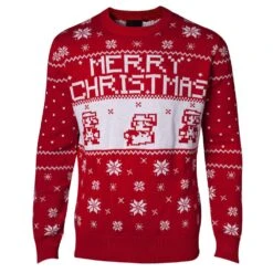 Difuzed Super Mario Bros 8-Bit Knitted Red Christmas Jumper / Sweater