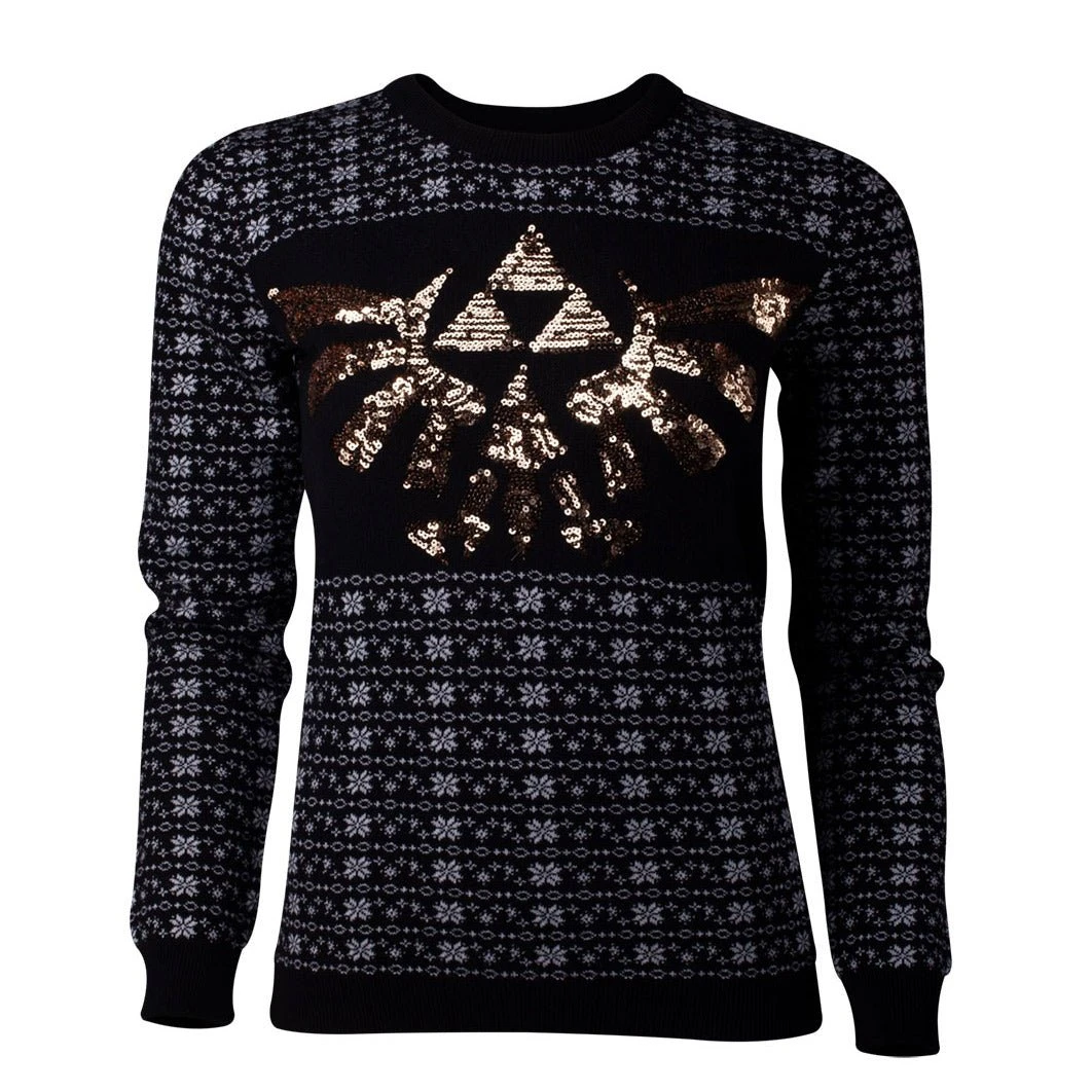 Difuzed The Legend Of Zelda Sequinned Knitted Girls Christmas Jumper / Sweater 1 Difuzed The Legend Of Zelda Sequinned Knitted Girls Christmas Jumper / Sweater